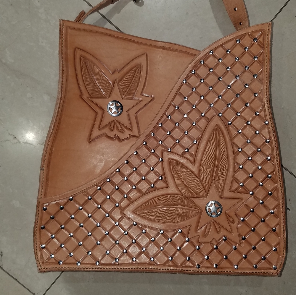 SOLD One of a kind hand made leather bag